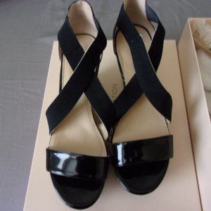 BCBGeneration Black Zebra Patent Leather Wedge